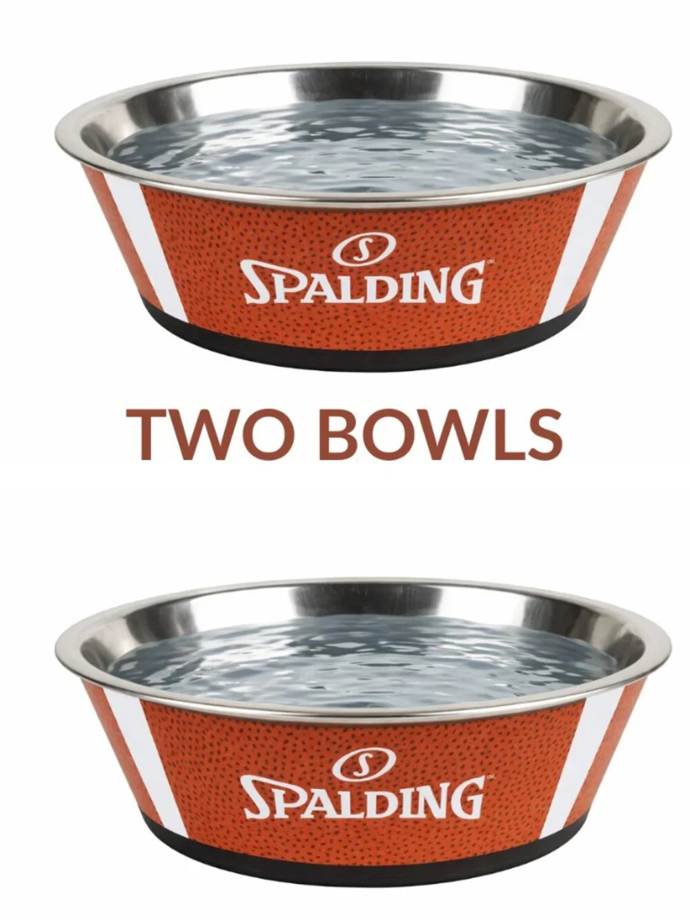 Spalding 🏈Football 🏈Dog Bowl Set (2-Pack) | Stainless Steel Pet Bowls | NEW